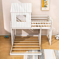 Harper Orchard Wooden Twin-Over-Full Bunk Bed With Playhouse