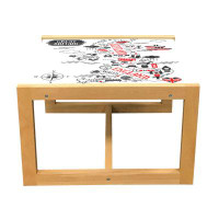 East Urban Home East Urban Home Scotland Coffee Table, Britain England Typography With Map And Other Cartoon Items Print