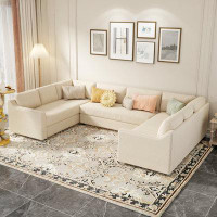 Latitude Run® Upholstered U-Shaped Large Sectional Sofa With Thick Seat And Back Cushions