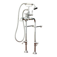 Strom Living Thermostatic Freestanding British Telephone Tub Faucet with 24" Supply Lines and Handheld Shower