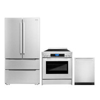 Cosmo 3 Piece Kitchen Package with 30" Electric Range 24" Dishwasher & French Door Refrigerator