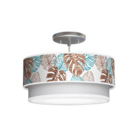 Jef Designs Monstera Double Tiered Printed Shade Pendant