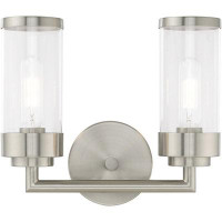 Hokku Designs Hillcrest Lighting Lights Transitional Bath Vanity With Clear Glass Shades And Polished Chrome Frame - 2 L