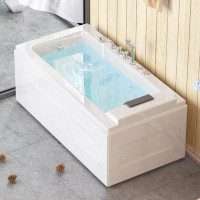 Mjkone Mjkone 59" Whirlpool Air Massage Bathtub,rectangular Water Jets Bath,jetted Soaking Hot Tub With Slip-resistant,j