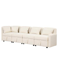 Latitude Run® 122.8" Convertible Modular Minimalist Sofa Free Combination 4 Seater Sofa Chenille Fabric Sectional Sofa W