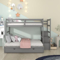 Harriet Bee Canaan Kids Twin Over Twin Bunk Bed with Trundle