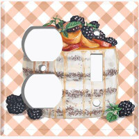 WorldAcc Metal Light Switch Plate Outlet Cover (Layered Vanilla Mixed Berry Cake - (L) Single Duplex / (R) Single Toggle