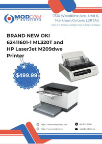 Brand New OKI MICROLINE 320 Turbo Mono Dot Matrix Printer and HP LaserJet M209dwe Compact Monochrome Printer for SALE!!