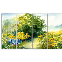 Made in Canada - Design Art Greenery Landscape 4 Piece Painting Print on Wrapped Canvas Set