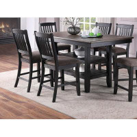 Red Barrel Studio Dining Room 7Pc Set Rubberwood Counter Height Dining Table-Fabric-36" H x 40" W x 64" D