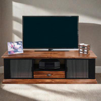 Millwood Pines Ciron 63" TV Stand for 50/55/60/65, Entertainment Stand with Storage Cabinet, Farmhouse TV Console