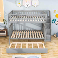 Harriet Bee Rothrock Full Over Full Wood Bunk Bed with Twin Size Trundle