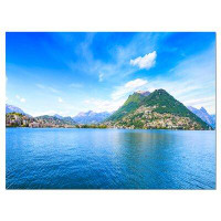 Made in Canada - Design Art Lugano Lake Ticino Panorama - Wrapped Canvas Photograph Print
