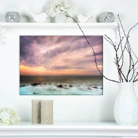 Made in Canada - East Urban Home Pier Sunrise with Soft Waves - Wrapped Canvas Photograph Print