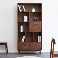 Eden Rim 74.8"Brown Standard Solid Wood Bookcases