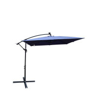 Arlmont & Co. Solar-Powered LED Lighted Market Umbrella: Waterproof Outdoor Sun Shade with Crank