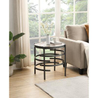 Wrought Studio **elegant Pandora Sintered Stone Small Coffee Table, Darker Gray For Living Room 20.67''w X 20.67''d X 21