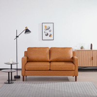 Ebern Designs Keven 60'' Faux Leather Square Arms CAL117 Compliant Loveseat