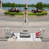 Lark Manor Amun Fire Pit Set Seating Group with Cushions