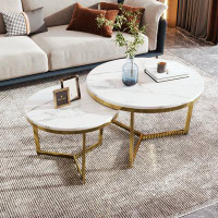 Mercer41 Sleek and Contemporary 2-Piece Set of Round Nesting Coffee Tables