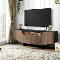 Wrought Studio TV Stand with LED Lights, with Storage Cabinet and Shelves