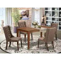 Three Posts Geib Rubberwood Dining Table Set - Parsons Chairs with Rectangular Dining Table