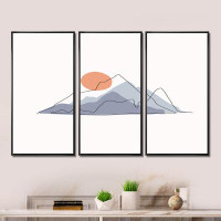 Millwood Pines Abstract Mountainscape With Red Moon - 3 Piece on