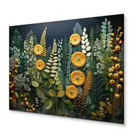 Winston Porter Yellow Ferns Plant Forest Tapestry - Floral Metal Art Print