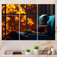 Trinx Stylish Humanoid Android Sitting On Couch V - Robot Canvas Print Set