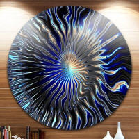 Design Art 'Blue Rays from the Circle' Graphic Art Print on Metal