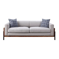 17 Stories Messner White and Walnut Sofa with Pillow