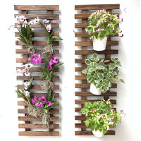 Arlmont & Co. 2 Pack Wooden Hanging Planters For Indoor Plants,Wall Mounted Plant Stand Ladder Outdoor Vertical Garden B