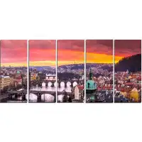 Design Art 'Bridges in Prague Panorama' Photographic Print Multi-Piece Image on Canvas