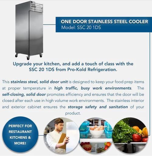 Pro-Kold Single Solid Door 26 Wide Stainless Steel Refrigerator in Other Business & Industrial - Image 2