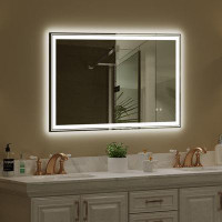 Ivy Bronx 48×30 Wall Mounted Anti-fog Memory Adjustable Brightness Front And Back Light Rectangular Vanity Mirror