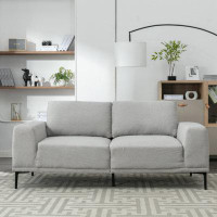 Wrought Studio Large Sofa, 74.8 Inch Linen Fabric Loveseat Couch Mid-Century Modern Upholstered Accent Couches For Livin