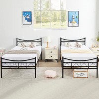 Winston Porter 2 Piece Twin Metal Bed Frame With Headboard And Footboard Heavy Duty No Box Spring Needed