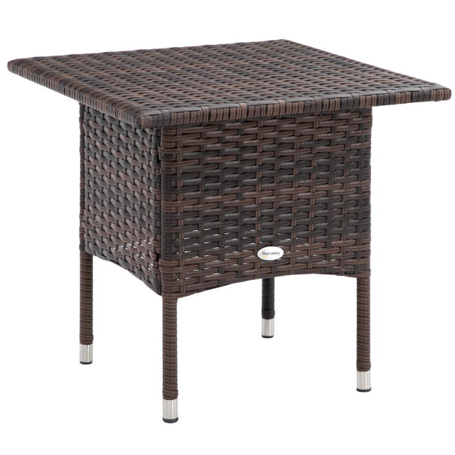 Rattan Side Table 19.7" x 19.7" x 18.5" Brown in Patio & Garden Furniture - Image 2