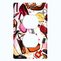 WorldAcc Metal Light Switch Plate Outlet Cover (Makeup Shoes - Single Duplex)