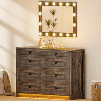 August Grove 8 - Drawer Dresser With LED Light and USB Port