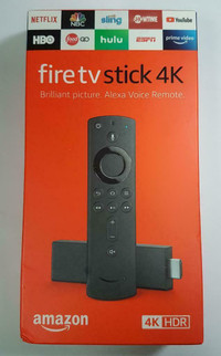AMAZON FIRE TV STICK FOR CANADA-USA 4K WITH ALL-NEW ALEXA VOICE REMOTE, STREAMING MEDIA PLAYER - BRAND NEW $69.99