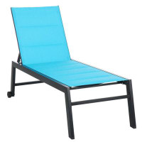 Ebern Designs Outdoor Chaise Lounge With Wheels, Five Position Recliner