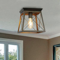 17 Stories 17 Storeys Farmhouse-Style Two-Toned 1 Light Ceiling Flush Fixture 9" Wide
