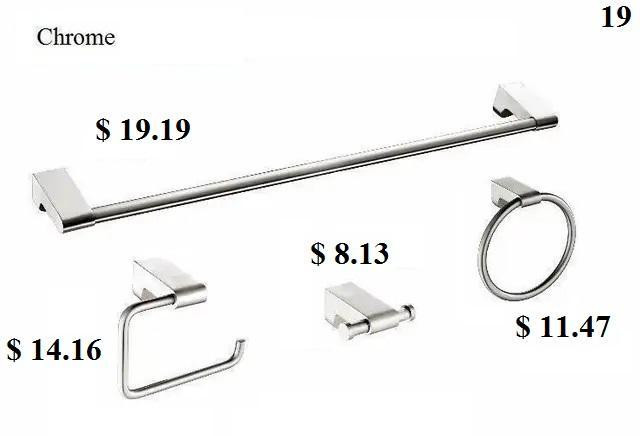 Bathroom Hardware 4 piece Sets or By Piece - Black, Chrome & Brushed Nickel  (Towel Bar, Robe Hook, TB Holder & Ring ) in Bathwares - Image 3
