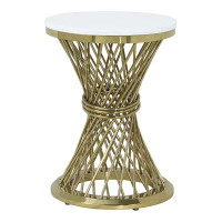 ACME Furniture Fallon Round End Table In White And Gold