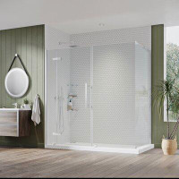 Ove Decors OVE Decors Endless TA1373301 Tampa, Corner Frameless Hinge Shower Door, 66 15/16 To 68 1/8 In. W X 72 In. H,