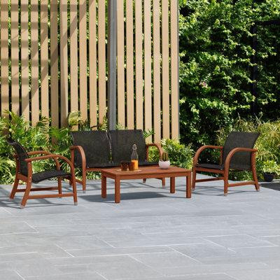 Lark Manor Alyisa 4-Piece Wood Patio Conversation Set in Patio & Garden Furniture