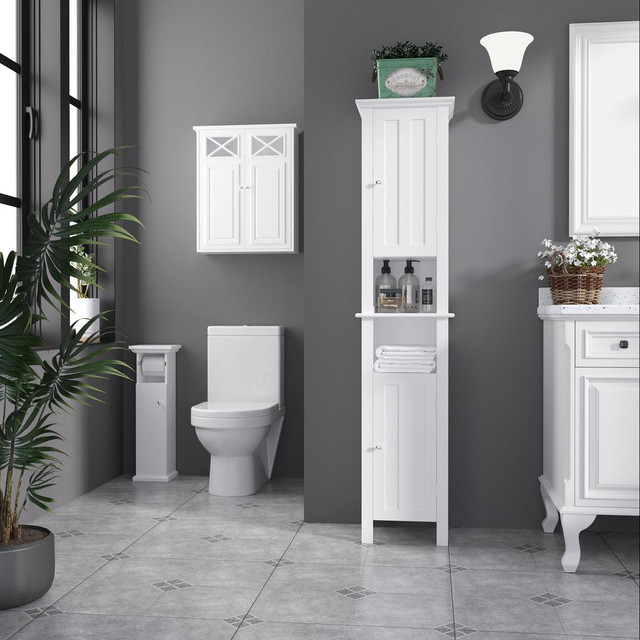 Bathroom Cabinet 13.8"W x 11.8"D x 62.4"H White in Other