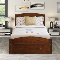 Winston Porter Retro Classic Design Twin Size Wooden Platform Bed Frame With Drawer And Casters,Suit For Bedroom