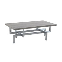 Wrought Studio Hathi Grey Wood Coffee Table With Brushed Stainless Steel Base